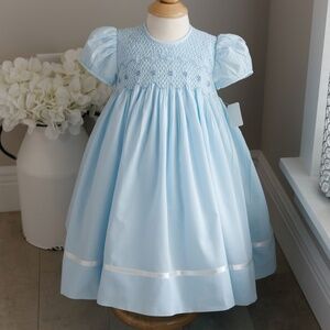 Strasburg Dress Hand Smocked Blue 18 Months Special Occasion Portrait Vacation